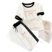 Women's Summer Casual Bow Print T-Shirt And Pants Set Comfort Fit Soft Cotton Two-Piece Outfit for Ladies Pink_ecoleips.com