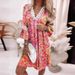 V Neck Printed Lace Stitching Bohemian_ecoleips.com