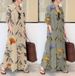 Women's Clothing Cotton And Linen Floral Lapel Long Sleeves Pockets Simple Loose Casual Long Cardigan Dress_ecoleips.com