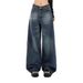 Vintage High-Waisted Flared Jeans – 90s Retro Denim Wide-Leg Pants – Distressed Washed Blue Y2K Streetwear _ecoleips.com