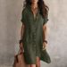 Fashionable Casual Solid Color Shirt Dress Women's Button Down Mid Length Short Sleeved Spring/Autumn Summer_ecoleips.com