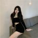 Internet Celebrity Street Style Salt Series Women's Summer Three-Piece Set 2025 New Sexy Strapless Cardigan Bodycon_ecoleips.com