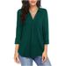 Verve 2025 New Style Elegant Chiffon Women's Button Loose V-neck Three-quarter Sleeve Shirt Top_ecoleips.com