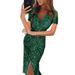 Women's Clothing New Hot Stamping Sexy Long Sleeve Mid Length Skirt V Neck Dress Evening Slit Slim Dress Female_ecoleips.com