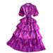 French-Inspired Vacation Sundress With Round Neck, Puff Sleeves, And Tiered Flowy Skirt_ecoleips.com