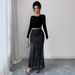 European American Cross-border 2026 New Model Sequined Double-layer Mesh High-waisted Slim-fit Bodycon Skirt For_ecoleips.com