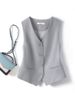 Women's Slim Fit Short Vest Suit Waistcoat Black 2025 Spring Autumn Outer Wear Layered Top Small Size_ecoleips.com