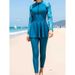 Front Zipper Surfing Swimsuit Dress & Beach Pants 2025 Women 2-Piece Sun Protection Swimwear Female Sport Diving Swimming Suits_ecoleips.com