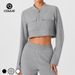 Women's Slimming Sports Jacket Stand Collar Zipper Casual Long Sleeve Striped Top For Autumn_ecoleips.com