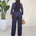 Elegant Wide-Leg Jumpsuit With Notch Lapel - Stretchy Polyester Blend For Office & Evening Wear (Black/White/Red/Navy, S-XXXL)_ecoleips.com