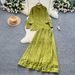 Elegant Women's Court-Style Two-Piece Set Lace-Trimmed Long-Sleeve Blouse High-Waist Skirt Versatile Color Palette_ecoleips.com
