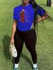 Women's Casual Fashion Portrait Letter Pattern Printed Loose T-shirt+cropped Pants Two-piece Home Sportswear Daily Wear-399_ecoleips.com