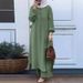 H707 Muslim Two-Piece Set Spring Autumn New Women's Sleeve Shirt And Long Pants Fashion Casual_ecoleips.com