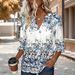 2026 Spring/Summer European And American Cross-Border Trade New Women's Casual Loose Fashion V-Neck Printed Shirt_ecoleips.com