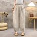 Suitable For All Seasons One Button Linen Carrot For Women 2025 Summer New Lantern Cross Elastic Waist Casual Pants_ecoleips.com