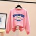 Women's Unique Design round Neck Sweatshirt Loose Fit Casual Stylish Fleece Lined Thickened Top for Spring Autumn Winter_ecoleips.com
