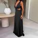 Women's Sexy Deep V Sleeveless Backless Lace Up Hollow Out Solid Color Maxi Dress – Elegant Party Gown_ecoleips.com
