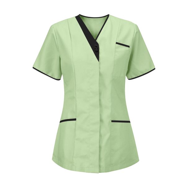 Beauty Salon Work Clothes Doctor Short Sleeve Tops V Neck Nurse Clothes Female Nursing Technician Clothes_ecoleips.com