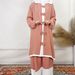 Verve Arabic Women's Ice Silk Wrinkled Two-Piece With Bowknot, Solid Color Double-Layer Hat, Long Sleeve Dress Set_ecoleips.com