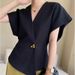 Women's Clothing Suit With Dropped Shoulder Sleeves Vest Design With One Button Waist Slimming Fashion Top_ecoleips.com