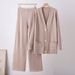 Women's European American Style Fashion Suit Cardigan Copper Button Top Casual Pants Two Piece Set Spring Autumn New_ecoleips.com