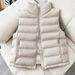 Lightweight Quilted Vest With Stand Collar - Winter Puffer Sleeveless Jacket For Women (Beige/Brown/Khaki/Black/Green, M/L/Xl/2xl)_ecoleips.com