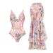 Women's stylish beach vacation one-piece swimsuit set_ecoleips.com