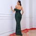 Spring New Elegant Off-Shoulder Green Sequined Mermaid Evening Gown For Women Banquet Dress_ecoleips.com