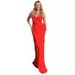 Women's clothing spring and summer sexy backless sling U-neck off-shoulder wave slim side slit dress long skirt_ecoleips.com