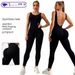 Women's Clothing U Shaped Backless Sexy Jumpsuit For Women With Double Shoulder Straps Fitness Jumpsuit Trousers Body Shaping Yoga Clothes_ecoleips.com