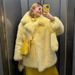 Women's Thick Faux Fur Coat With Notched Collar, Mid-Length Fox Fur Style Jacket, Streetwear Fashion Outerwear For Winter_ecoleips.com