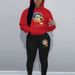Women's Autumn And Winter Casual Fashion Lip Print Letter Pattern Printed Thick Velvet Warm Hooded Sweatshirt+sweatpants Set-667_ecoleips.com