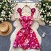 French Style Three Dimensional Floral Mesh Embroidery Dress Skirt Niche Design Fitted Waist A Line Export Quality Women's Clothing_ecoleips.com