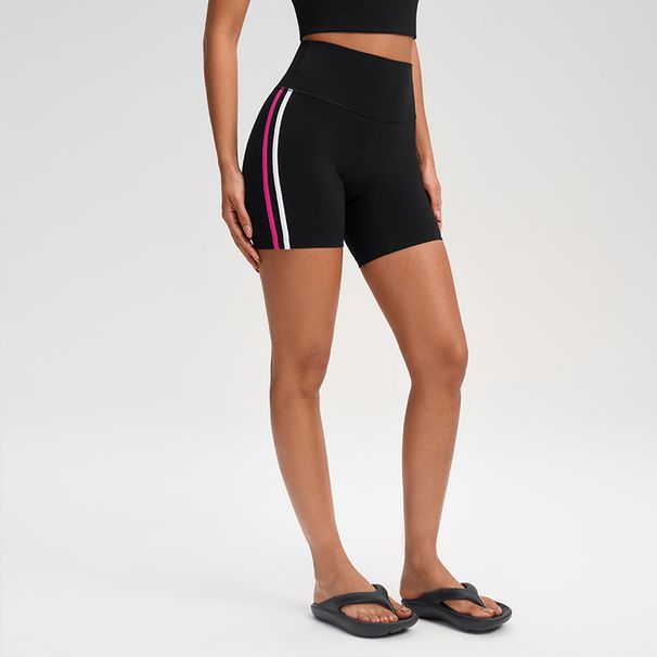 Women High Waist Striped Biker Shorts Tummy Control Butt Lifting Stretch Gym Running Yoga Workout Shorts_ecoleips.com