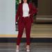 Women's Clothing Solid Color Slim Fit Casual Fashion Waist Double Breasted Two Piece Suit_ecoleips.com