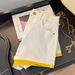 Women's Clothing Dopamine Lemon Yellow Denim Shorts Summer Design Contrast Color A Line Wide Leg Hot Pants_ecoleips.com