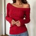 Women's Off-the-Shoulder Cable Knit Sweater Long Sleeve Slim Fit Fashionable Trendy Style Trade Pullovers_ecoleips.com