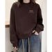 European-style Round-neck Fleece-lined Thickened Coffee-colored Sweatshirt For Women, New Autumn And Winter Model, Loose_ecoleips.com