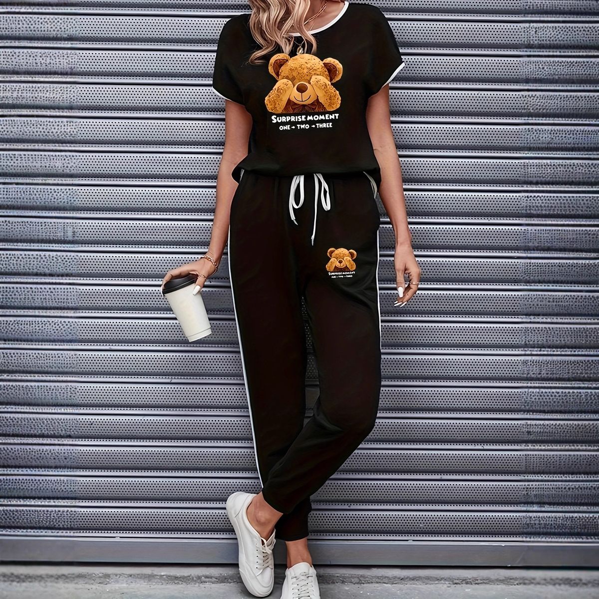 Women's Clothing Color Block Trim Casual Suit American Style Simple Loose Fit Short Sleeve Spring Summer Autumn New_ecoleips.com