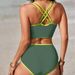 Women's Clothing Women's Deep V Sexy Two Piece Swimsuit Cross Back Color Block Bra High Waisted Shorts Modest Coverage, Beach & Pool Ready_ecoleips.com