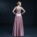 Women's Clothing Pink Banquet Evening Dress Celebrity Double Shoulder Long Sleeveless Elegant Temperament_ecoleips.com