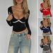 DiYun 2025 Spring/Summer European And American Y2K Sexy Deep V Lace Patchwork BM Long Sleeve Women's_ecoleips.com