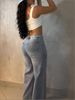 Women's High Waist Wide Leg Jeans Rhinestone Embellished Belted Denim Zipper Jacket England Style Spring/Autumn Fashion_ecoleips.com