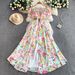 Women's Clothing Women's Style Floral Print Long Dress Off-Shoulder Ruffled Waist Full Skirt Sweet Temperament Date Dress For Spring And Autumn_ecoleips.com