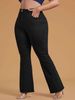 Plus Size Black Stretch Denim Flared Pants Frayed Hem Fashionable Women's Jeans For Spring/Autumn & Summer_ecoleips.com