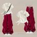 Women's Stylish Retro Cargo Pants Set With Unique Drawstring Short Sleeve Top Striped Summer Theme_ecoleips.com