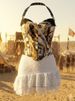A Two-piece Women's Dress Set, Featuring A Leopard-print Camisole Top Paired With A White Tiered Lace Ruffle Mini Skirt,_ecoleips.com