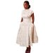 2026 Floral Print A-Line Midi Dress - Elegant Tie-Waist Summer Dress_ecoleips.com