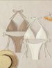 Women's Strapless Bikini Set Bandeau Top High-Cut Bottoms Solid Color Two-Piece Swimsuit for Pool Beach Vacation_ecoleips.com
