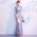 Elegant Chinese Qipao Dress Modern Long Cheongsam Retro Floral Print Women's Fashion Dress_ecoleips.com